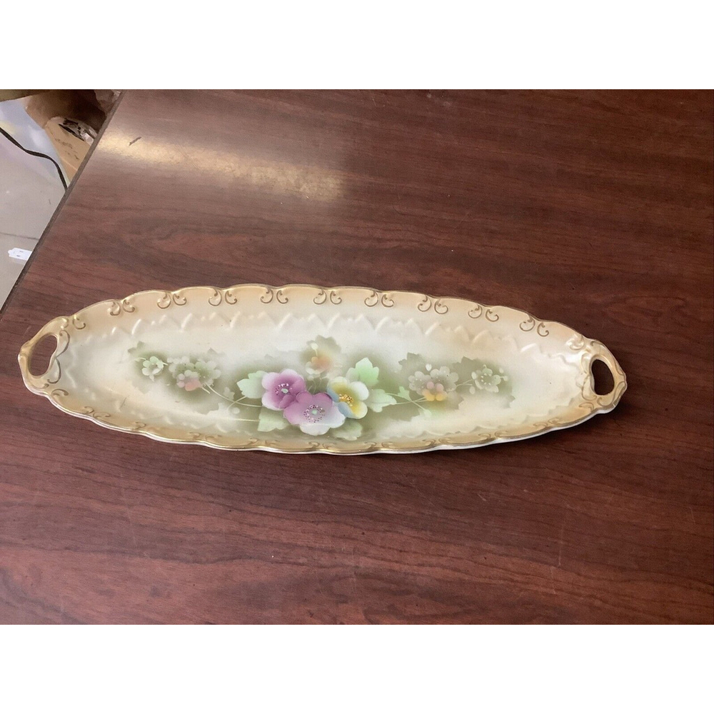 ANTIQUE F & S B England Oxford Ware PORCELAIN Celery Dish Serving 14.25x4.25”